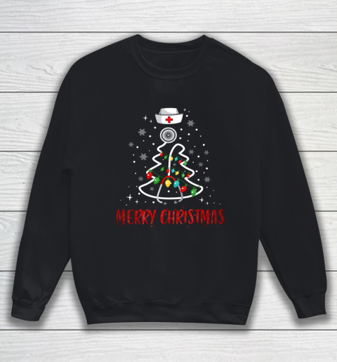 Womens Nurse Christmas Tree Lights Funny Nurse Xmas Gift Sweatshirt
