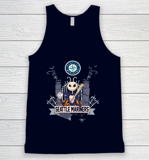 MLB Seattle Mariners Baseball Jack Skellington Halloween Tank Top 2