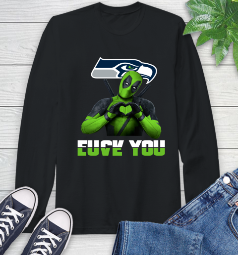 NHL Seattle Seahawks Deadpool Love You Fuck You Football Sports Long Sleeve T-Shirt