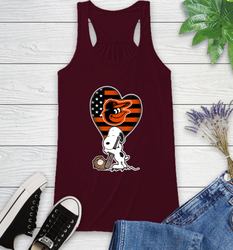 Baltimore Orioles MLB Baseball The Peanuts Movie Adorable Snoopy Racerback Tank 3
