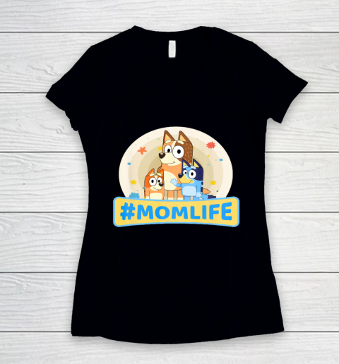 Bluey Mom Family For Life Women's V-Neck T-Shirt
