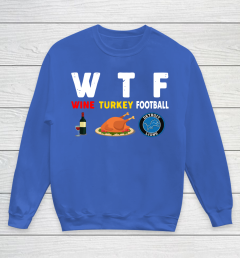 Detroit Lions Giving Day WTF Wine Turkey Football NFL Youth