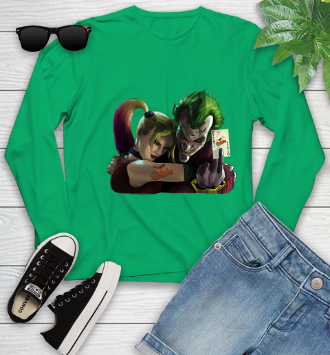 Baltimore Orioles MLB Baseball Joker Harley Quinn Suicide Squad Youth Long Sleeve 7 Baltimore Orioles MLB Baseball Joker Harley Quinn Suicide Squad Youth Long Sleeve - Image 7