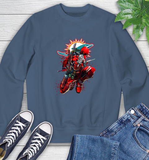 NFL Deadpool Marvel Comics Sports Football Miami Dolphins Sweatshirt 7