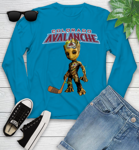 Colorado Avalanche NHL Hockey Groot Marvel Guardians Of The Galaxy Youth Long Sleeve 7