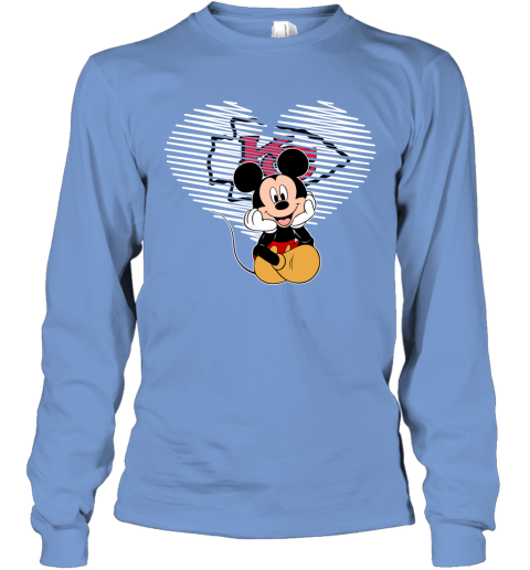 NFL Kansas City Chiefs The Heart Mickey Mouse Disney Football T Shirt qm5YAYk4GDR long sleeve tee 14 95 151514 front carolina blue
