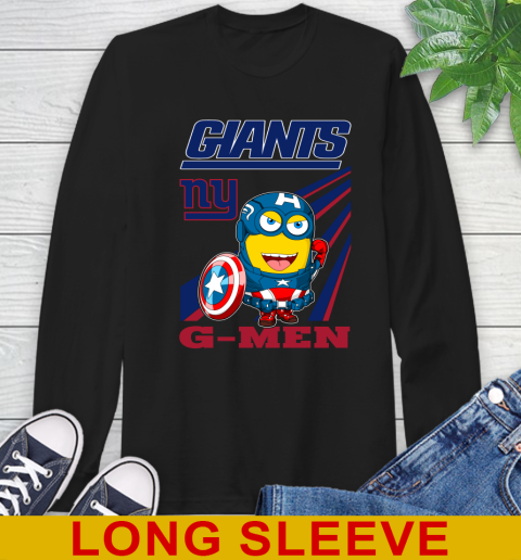 NFL Football New York Giants Captain America Marvel Avengers Minion Shirt Long Sleeve T-Shirt