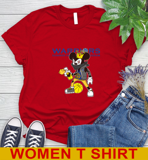 Golden State Warriors NBA Basketball Mickey Peace Sign Sports Women's T-Shirt 10