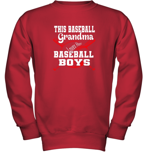 u7sx this baseball grandma loves her baseball boys youth sweatshirt 47 front red