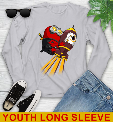 NFL Football Washington Redskins Deadpool Minion Marvel Shirt Youth Long Sleeve 5