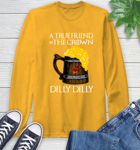 MLB Cleveland Indians A True Friend Of The Crown Game Of Thrones Beer Dilly Dilly Baseball Long Sleeve T-Shirt 2
