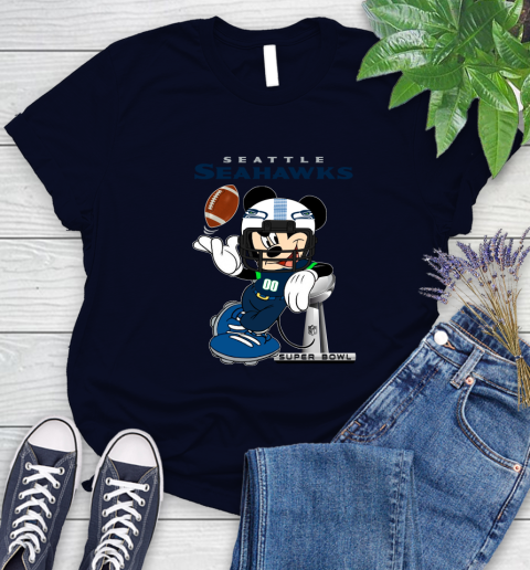 NFL Seattle Seahawks Mickey Mouse Disney Super Bowl Football T Shirt Women's T-Shirt 3