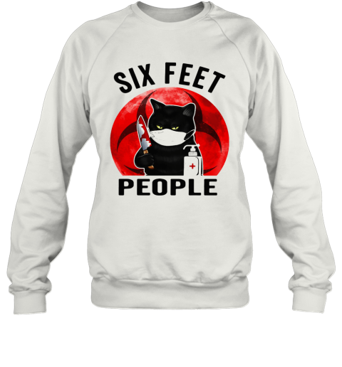 BLACK CAT FACE MASK SIX FEET PEOPLE MURDEROUS CAT WITH KNIFE SUNSET Sweatshirt