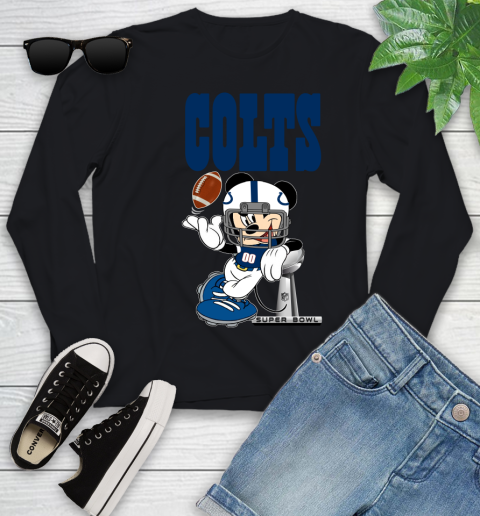 NFL Indianapolis Colts Mickey Mouse Disney Super Bowl Football T Shirt Youth Long Sleeve 2