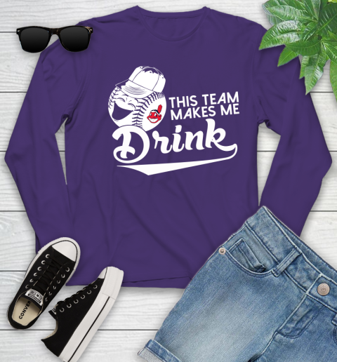 MLB Baseball This Team Makes Me Drink Adoring Fan Cleveland Indians Youth Long Sleeve 4