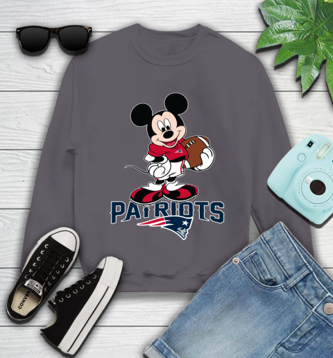 NFL Football New England Patriots Cheerful Mickey Mouse Shirt Youth Sweatshirt 5