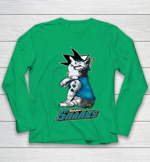 NHL My Cat Loves San Jose Sharks Hockey Youth Long Sleeve 4