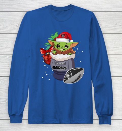 Oakland Raiders Christmas Baby Yoda Star Wars Funny Happy NFL Long Sleeve T-Shirt 9