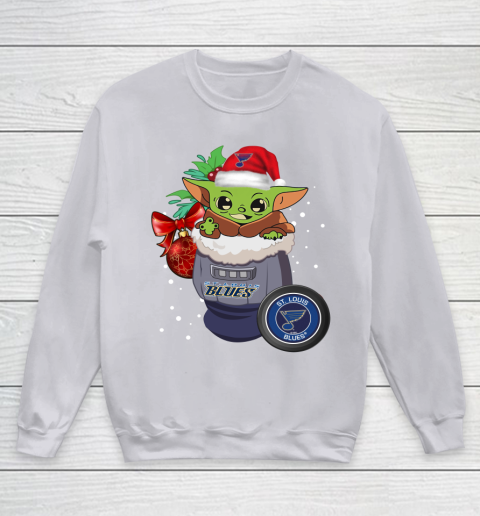 St.Louis Blues Christmas Baby Yoda Star Wars Funny Happy NHL Youth Sweatshirt 4