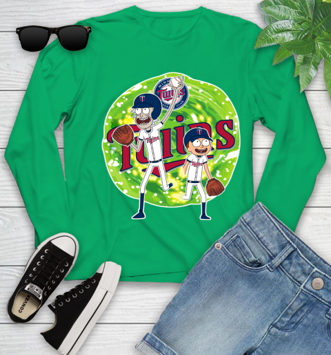 MLB Minnesota Twins Rick And Morty Baseball Sports Youth Long Sleeve 6