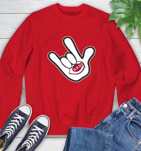 Cincinnati Reds MLB Baseball Mickey Rock Hand Disney Sweatshirt 10