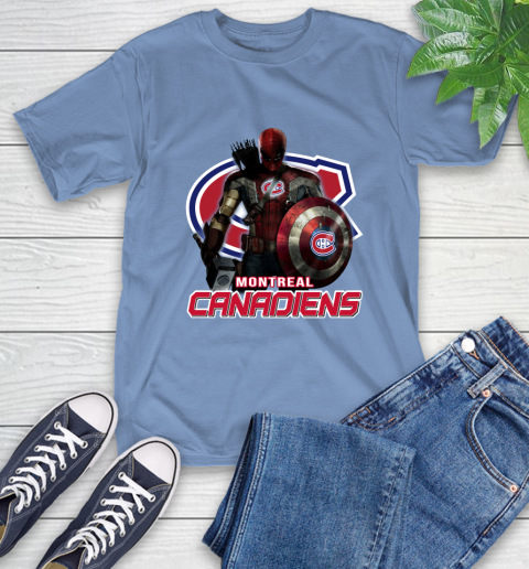 NHL Captain America Thor Spider Man Hawkeye Avengers Endgame Hockey Montreal Canadiens T-Shirt 11