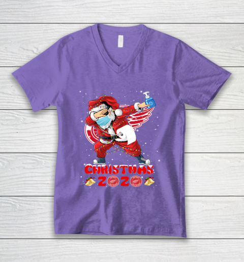 Detroit Red Wings Funny Santa Claus Dabbing Christmas 2020 NHL V-Neck T-Shirt 8