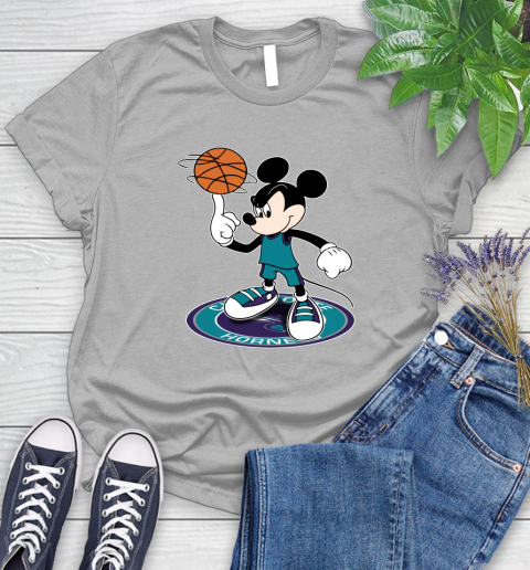 NBA Basketball Charlotte Hornets Cheerful Mickey Disney Shirt Women's T-Shirt 5