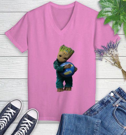 NBA Groot Guardians Of The Galaxy Basketball Sports Denver Nuggets Women's V-Neck T-Shirt 14