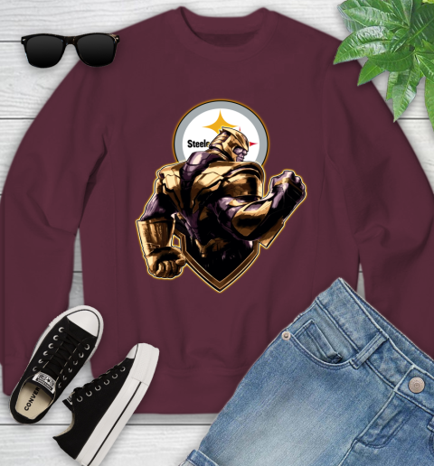 NFL Thanos Avengers Endgame Football Sports Pittsburgh Steelers Youth Sweatshirt 5