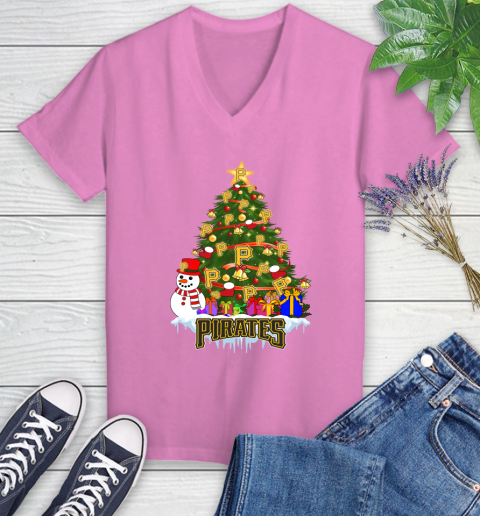 Pittsburgh Pirates Merry Christmas MLB Baseball Sports Women's V-Neck T-Shirt 14
