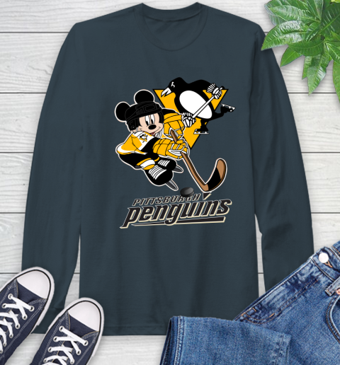 NHL Pittsburgh Penguins Mickey Mouse Disney Hockey T Shirt Long Sleeve T-Shirt 8