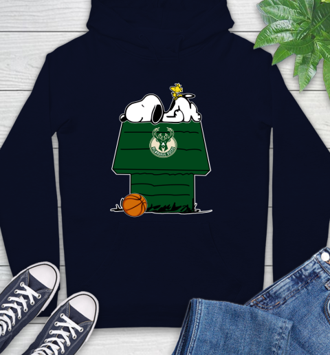 Milwaukee Bucks NBA Basketball Snoopy Woodstock The Peanuts Movie Hoodie 4