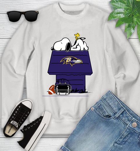 Baltimore Ravens NFL Football Snoopy Woodstock The Peanuts Movie Youth Sweatshirt