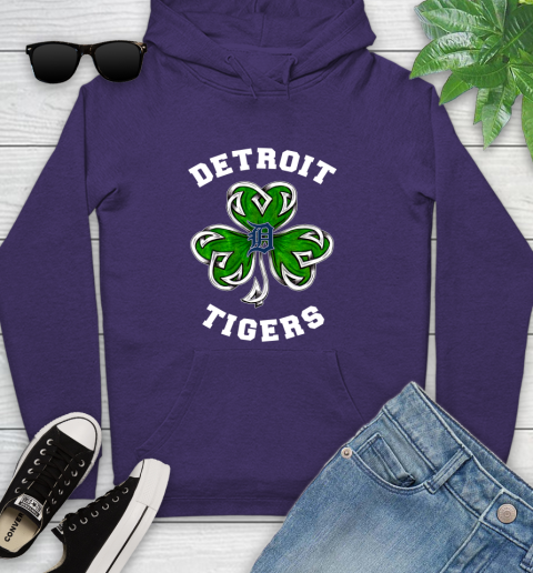 MLB Detroit Tigers Three Leaf Clover St Patrick's Day Baseball Sports Youth Hoodie 5