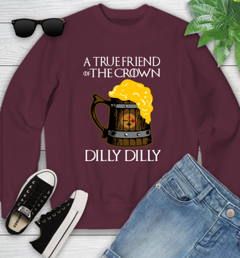 NFL Pittsburgh Steelers A True Friend Of The Crown Game Of Thrones Beer Dilly Dilly Football Shirt Youth Sweatshirt 4