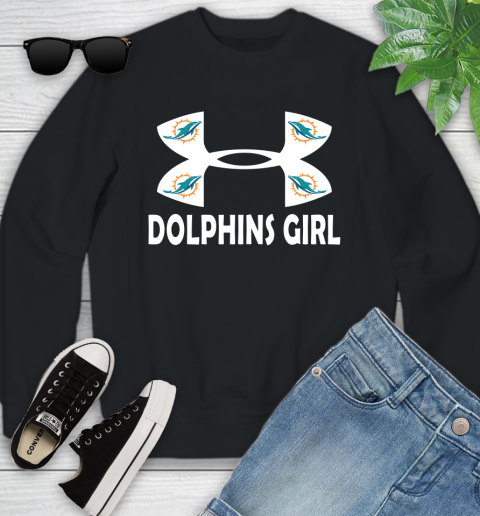 NFL Miami Dolphins Girl Under Armour Football Sports Youth Sweatshirt