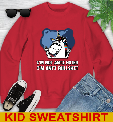 Memphis Grizzlies NBA Basketball Unicorn I'm Not Anti Hater I'm Anti Bullshit Youth Sweatshirt 8
