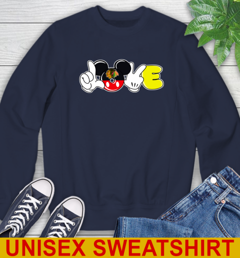 Chicago Blackhawks NHL Hockey Love Mickey Disney Sports Sweatshirt 3