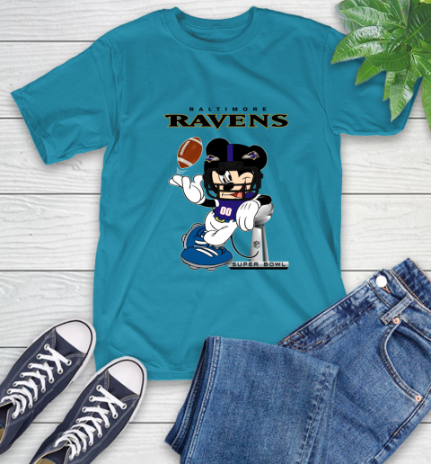 NFL Baltimore Ravens Mickey Mouse Disney Super Bowl Football T Shirt T-Shirt 8