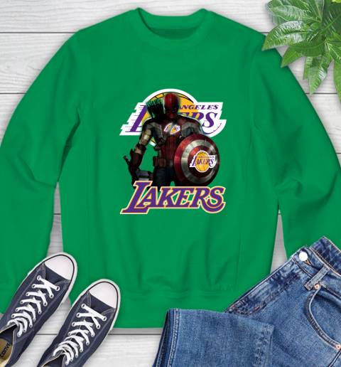 Los Angeles Lakers NBA Basketball Captain America Thor Spider Man Hawkeye Avengers Sweatshirt 6