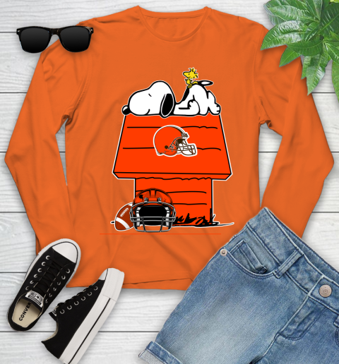 Cleveland Browns NFL Football Snoopy Woodstock The Peanuts Movie Youth Long Sleeve 4