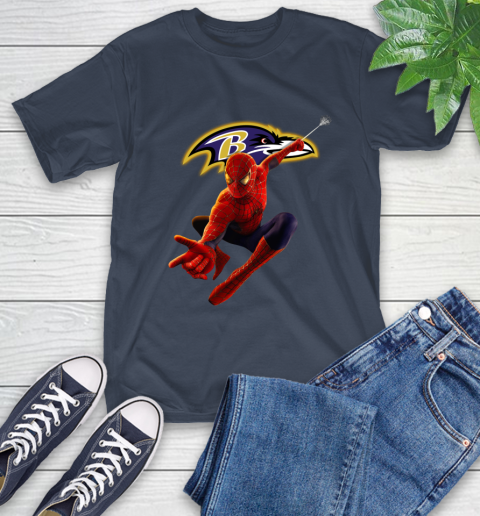 NFL Spider Man Avengers Endgame Football Baltimore Ravens T-Shirt 4