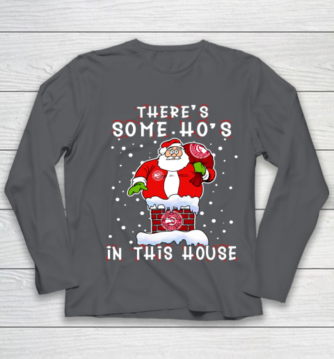Atlanta Hawks Christmas There Is Some Hos In This House Santa Stuck In The Chimney NBA Youth Long Sleeve 6