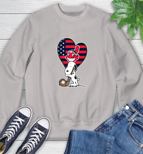 Cleveland Indians MLB Baseball The Peanuts Movie Adorable Snoopy Sweatshirt 12