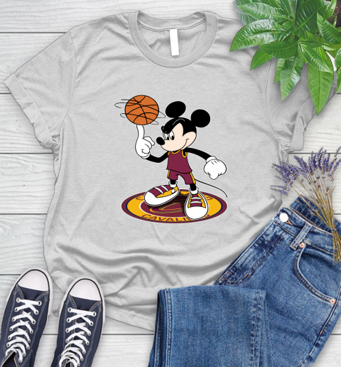 NBA Basketball Cleveland Cavaliers Cheerful Mickey Disney Shirt Women's T-Shirt 2