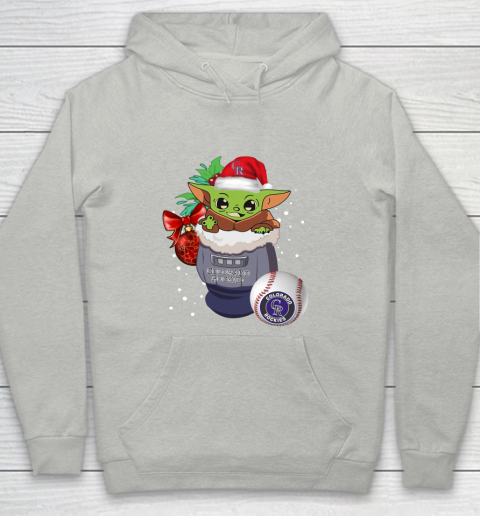 Colorado Rockies Christmas Baby Yoda Star Wars Funny Happy MLB Youth Hoodie 2