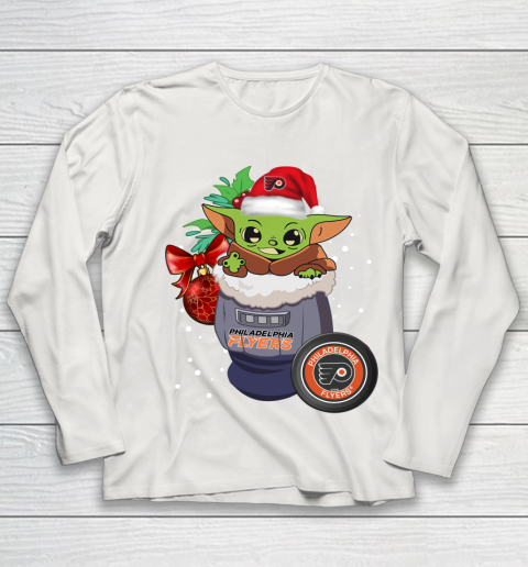 Philadelphia Flyers Christmas Baby Yoda Star Wars Funny Happy NHL Youth Long Sleeve 11