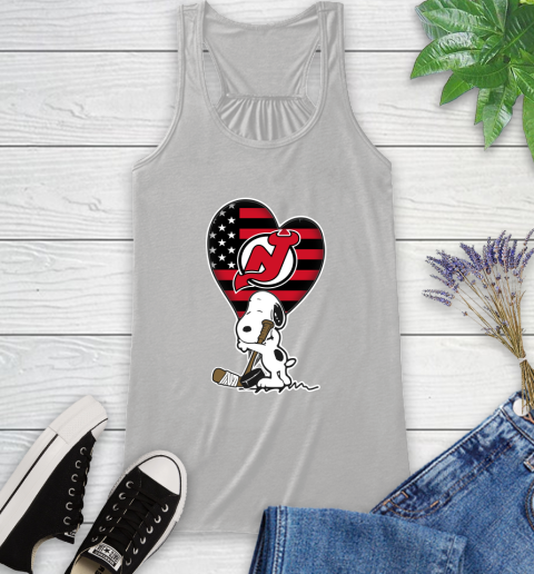New Jersey Devils NHL Hockey The Peanuts Movie Adorable Snoopy Racerback Tank