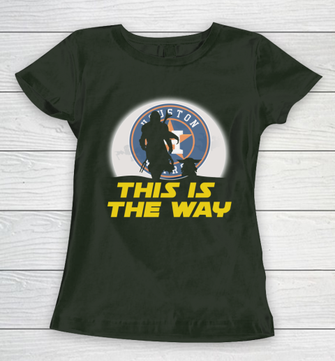 Houston Astros MLB Baseball Star Wars Yoda And Mandalorian This Is The Way Women's T-Shirt 4